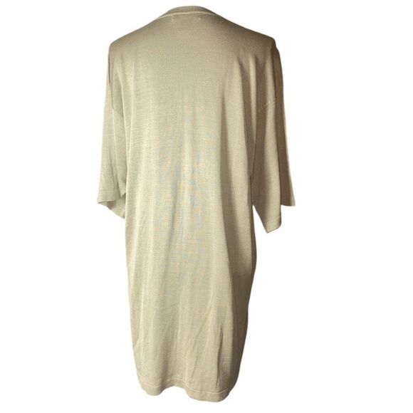 Ryan Harris Carmel Tan Silk Knitted Drop Shoulder Light Midi Dress Wm’s Sz Large - Picture 2 of 3